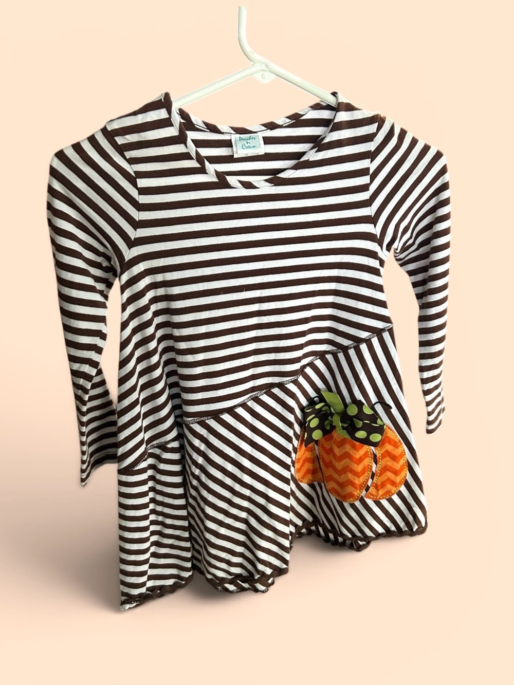Children's Brown & White Striped Pumpkin Tunic - Brand: Doodle Pants
